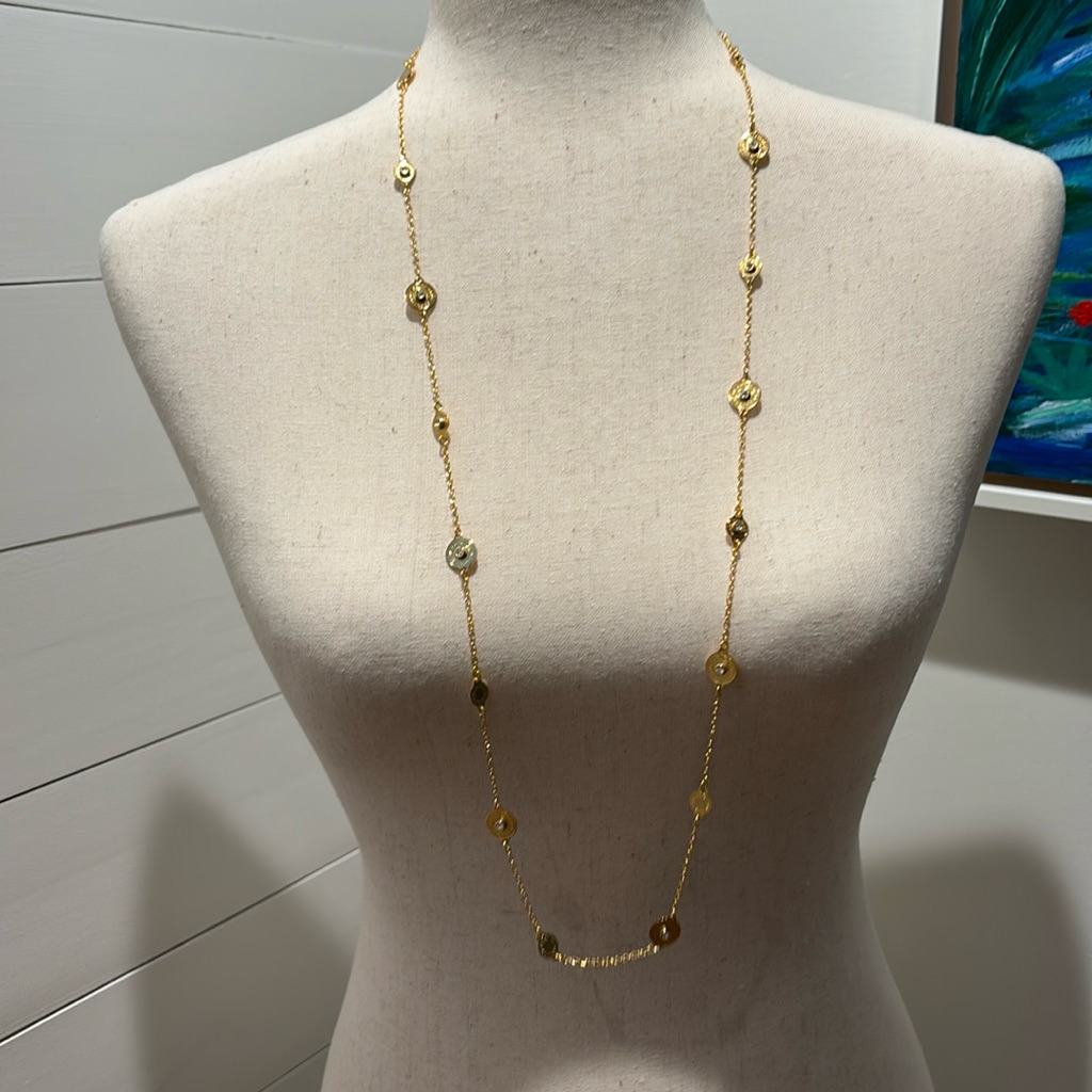 Coach Gold And Rhinestone Station Necklace Euc 45$